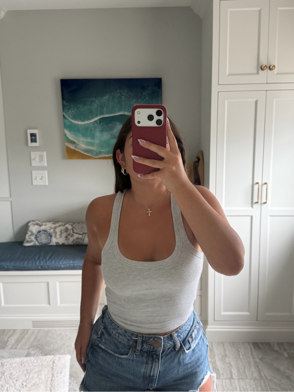 Tilly's Women's Light Gray Ribbed Tank